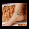 Anklets Drop dostawa 2021 Krajowa biżuteria Oryginalna ręka - Made Tibetan Sier Red Rope Anklet Epchz