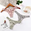 7 st / lot panties kvinnor sexig spets thong hollow-out transparent briefs bomull crotch g-sträng set underkläder underkläder droppe 210720