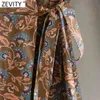 Kobiety Vintage Cross V Neck Totem Flower Print Lace Up Kimono Midi Sukienka Femme Z Długim Rękawem Dorywczo Slim Vestido DS4927 210420