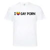 Summer Man's I LOVE GAY PORN T Shirts Hommes O-cou Mode Imprimé Hip-Hop Tee Camisetas Vêtements Casual Top 210629