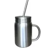 Tasse en acier inoxydable Mason Jar simple paroi 700 ml tasse avec couvercle en acier inoxydable paille café bière jus tasse mason canettes