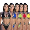 Womens Sling Bib Swimwear Fashion Trend Bandage Tube Top Bras Briefs Splits Swimsuits Summer Female Hollow out Beach Triangle Bikini Sets