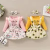 Fancy Dress Skirt Sets Spring 2021 Long Sleeve Toddler Girls Outfits Clothes Crop Clothing For Kids Suits Baby Suspender