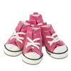 Chien vêtements 4 pièces/ensemble chiot sport tissu chaussures rose bleu Denim toile anti-dérapant Sneaker bottes pour animaux de compagnie belle pour petits chiens 10E