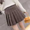 SURMIITRO Autunno Inverno di Lana Mini Pantaloncini A Pieghe Gonna Donna Stile Coreano Plaid A Vita Alta Una Gonna Femminile 210712