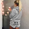 Pijama feminino conjunto inverno sleepwear quente flanela com capuz hoodie shorts natal fêmea casa sexy mulheres 210830