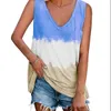 Waidx 2021 T-shirt Gradient Patchwork Women Sexy Tops Tshirts Sleeveless Shirt Top Fashion V-neck Tank Short Clothes Drop Ship X0628