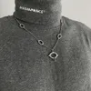 Staplad Hip-Hop pärlsömmar taggar Halsband Enkel design dubbellagers titanstål Amerikansk nyckelbenskedja Smycken