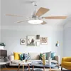 Ceiling Fans Nordic Retro Led Wooden Fan Light For Living Room Bedroom Restaurant Dimming Coloring Modern Indoor Creative Luminaire