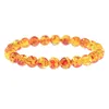 8mm Natural Amber Stone Round Bead Bracelet Elastic Stretch Bangle Bracelet Buddha Bracelet Charm Women Men Hand Jewelry