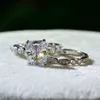 Oevas 100% 925 Sterling Argent De Mariage Set pour Femmes Étincelles Créée Gemstone Diamonds Engagement Bijoux fins 220207