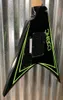 Lexi600Greeny Alexi Laiho Green Sawtooth Flying V Elektrisk gitarr Scalloped Fingerboard 20-24, Floyd Rose Tremolo Bridge, Kina EMG Pickup, Chrome Hardware