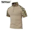 TACVASEN Maglietta estiva da uomo Maglietta tattica da paintball blu scuro Maglietta a maniche corte in cotone mimetico militare Caccia Abbigliamento 5XL 210714