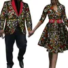 2 피스 아프리카 Dashiki 인쇄 부부 의류 남성 정장 재킷과 여성의 jumpsuit 다중 스타일 플러스 크기 정장 블레이저