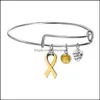 Bedelarmbanden sieraden vrouwen lint voor vrouwelijke borstkanker bewustwording uitbreidbare Sier draad Bangle Nursing Survivor Gift Drop levering 2021