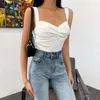 CNYISHE Mode rückenfreie schlanke Crop Tops Frauen trägerlose ärmellose solide weiße abgeschnittene T-Shirts Sommer Sexy Streetwear Chic Tops 210419