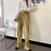 REALEFT Summer Vintage Printed Women's Pleated Long Pants Elastic Waist Loose Bohemian Female Wide Leg Trouses Ladies 211105