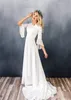 Garlante de encaje Boho Vestidos de novia modestos con mangas con cordones de los vestidos de novia Informales Western Western Rente de Mari￩e Boh￨me