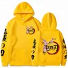 Anime Hoodies Demon Slayer Tryckt Hoodie Sweatshirts Hip Hop Casual Pullover Loose Print Streetwear Unisex H1227