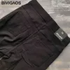 Bivigaos kadın yüksek bel ön bölünmüş siyah tozluk ilkbahar sonbahar dokuma rahat legging pantolon ince sıska kalem pantolon 211130
