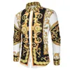 Chemise royale de luxe hommes marque à manches longues Dre Baroque imprimé fleuri fête formelle Camias Hombre