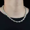 Mężczyźni Kwadratowy żółty Cyrkonia Łańcuchy Tenisowe Hip Hop Iced Out Bling Jewelry Gold Silver Color Choker Długi Naszyjnik Biżuteria X0509