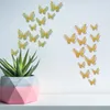 Väggklistermärken 24pcs Hollow 3D Butterfly Sticker Room Fönster Heminredning Dubbelskikt Fjärilar Diy Party Bröllopsdekoration