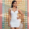 夏の白い包帯ドレス女性のセクシーなノースリーブスパゲッティストラップクラブミニセレブイブニングパーティーVestidos 210423