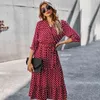 Jastie Femmes Summer Robe Polka Dot MIDI Robes Bohemian Hippie Casual Beach Dress Women's Clothing Vestidos de Verano 210419