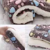 Mattress Soft Blanket Paw Print Coral Fleece Cat Beds Mats For Small Medium Large Dogs Cats Pet Supplies