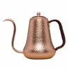 Handgjorda hamrade kaffekanna Pure Red Copper Premium Kvalitet Dropp Kettle Gooseneck Spout Long Mouth Kettle TEAPOT- 900ML 21040295F