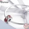 Bamoer Real 925 Sterling Silver Rose Kwiat Europejski Koraliki szklane Fit Bransoletki Urok Bransoletki DIY Akcesoria Biżuteria SCC1030