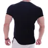Casual Solid T-shirt à manches courtes Hommes Gym Fitness Sports Coton T-shirt Homme Bodybuilding Skinny Tee-shirt Tops d'été Vêtements 220224