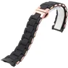 Titta på Band Silicone Rubber Watchband Rose Gold in Black Silica Gel for Arman AR5905 Man 23mm AR5906 Woman 20mm Band Strap4591876