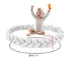 Bettwäsche-Sets 2M Baby-Stoßfänger-Bett-Geflecht-Knoten-Kissen-Kissen-feste Farbe für Säuglings-Krippen-Schutz-Kinderbett-Raum-Dekor-Tropfen-Schiff