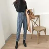 Arrival Spring Autumn Women High Waist Loose Jeans all-matched Casual cotton Denim Harem Pants vintage Blue S359 210512