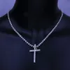 Iced Out Cross Pendant Necklace Gold Silver Tennis Chain Mens Womens Hip Hop Necklaces Jewelry211Y