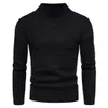 Half High Collar Men's Sweaters Autumn Winter Warm Knitted Sweater Men Solid Long Sleeve Male Pullover Ribbed Hem Casual Coats 210524