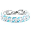 Blu Bianco Nuvole Cielo stellato Moda Hip-Hop Punk Bracciale da uomo in acciaio inossidabile verniciato a catena cubana