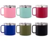 New10 cores 14 oz copo de café de aço inoxidável vácuo camada dupla camada canecas isoladas 14oz copos com tampa 10 cores por DHL EWD6851