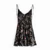 Vestidos de Verão Mulher Impressão Floral Mini Vestido Sexy Sem Mangas Camisoles Ruffles Hem Vestido Mujer 210421