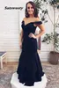 Robe De Soiree Long Evening Dress 2023 Elastic Satin Mermaid Vestidos Fiesta Off The Shoulder Suknie Wieczorowe