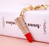 Kristall Keychain Lippenstift Schlüsselhalter Strass Schlüsselanhänger Rot Rose Anhänger Auto Ornament Zubehör 5 Arten Frauen Schmuck