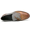 Klänning skor semi-formell läder för män tofs casual bogue lägenheter snidade england loafers zapatos hombrre