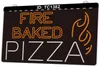 TC1382 Fire Baked Pizza Bar Pub Light Sign Dual Color 3D Engraving