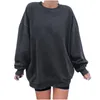 Autumn Solid Color Women Sweatshirt Girl Round Neck Long Sleeve Pullover Oversize Loose Casual Fall Shoulder