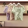 Drawstring Dot Tshirt Summer Plus Size 5XL Women V Necks Short Sleeves Summer New Fashion Thin Cozy Tops T14510X 210419