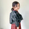 Herfst Style Girl's Lederen Doek Kinderjas Modieuze Babyjas Western Top Baby Meisje Kleding 210515