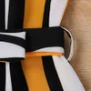 2-7Y Summer Kid Girls Casuall Robes Striped Bow Belt A line Dress For Child Costumes 210515