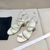 Sandales été all-match perle un mot boucle miroir peep toe un mot avec talon épais chaussures à talons bas